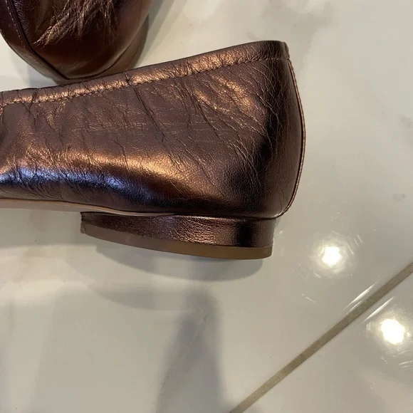 Anthropologie | Avec Les Filles | Bronze Crinkled Metallic Ballet Shoe - Picture 8 of 16
